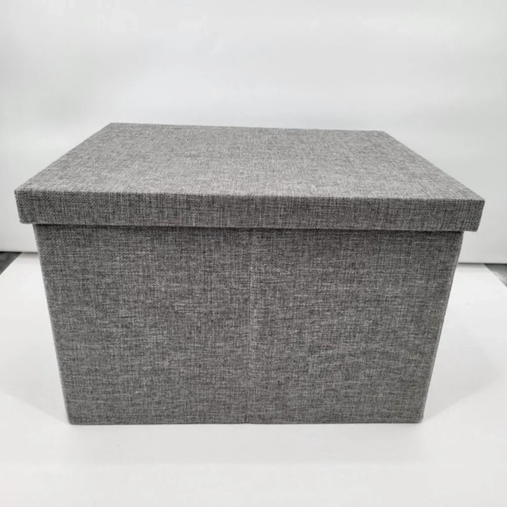 Collapsible File Storage Box w Lid Linen‎ Filing Storage Organizer with Rail New
